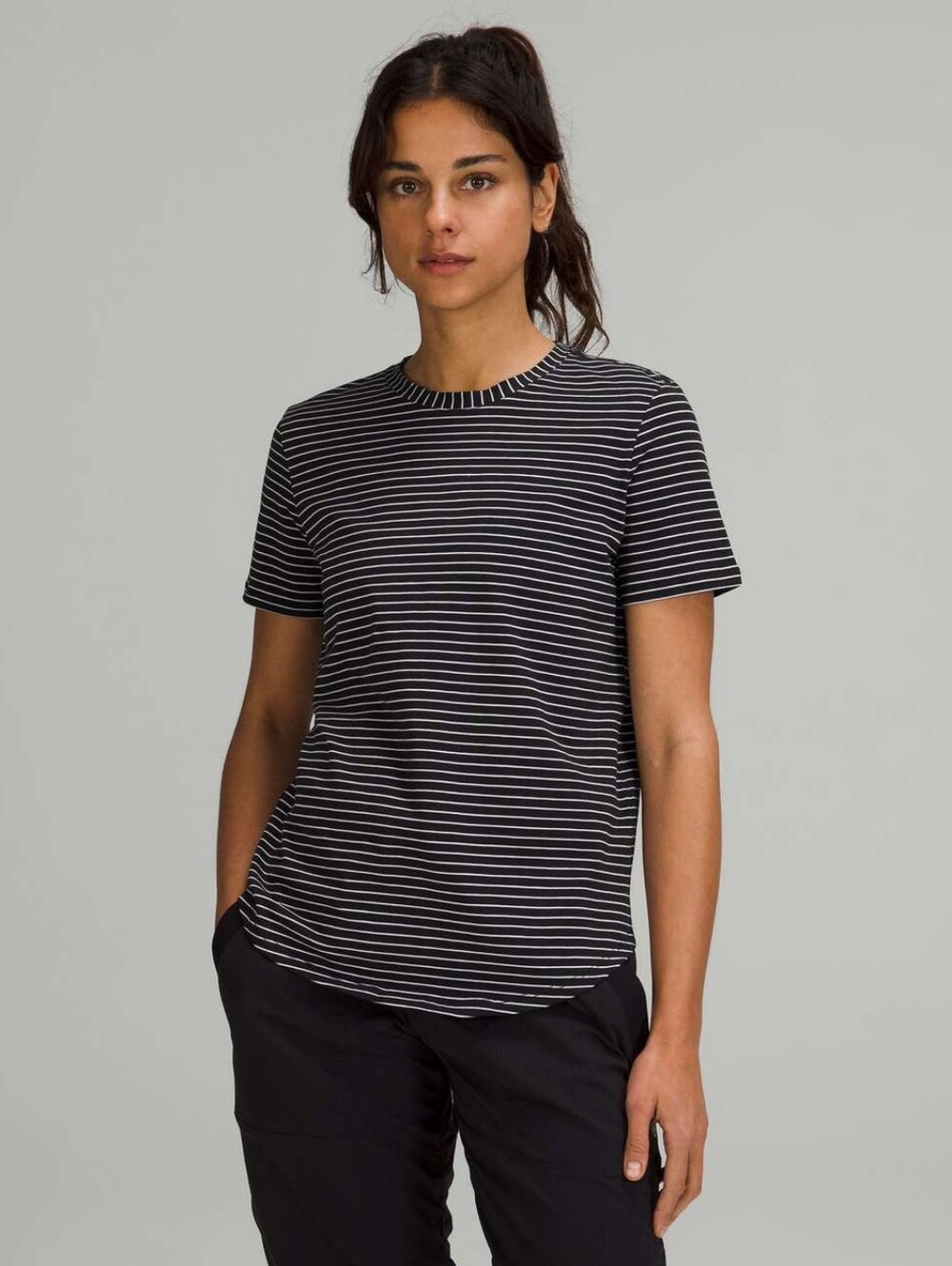 Lululemon Love Crew T-Shirt Parallel Stripe Black White